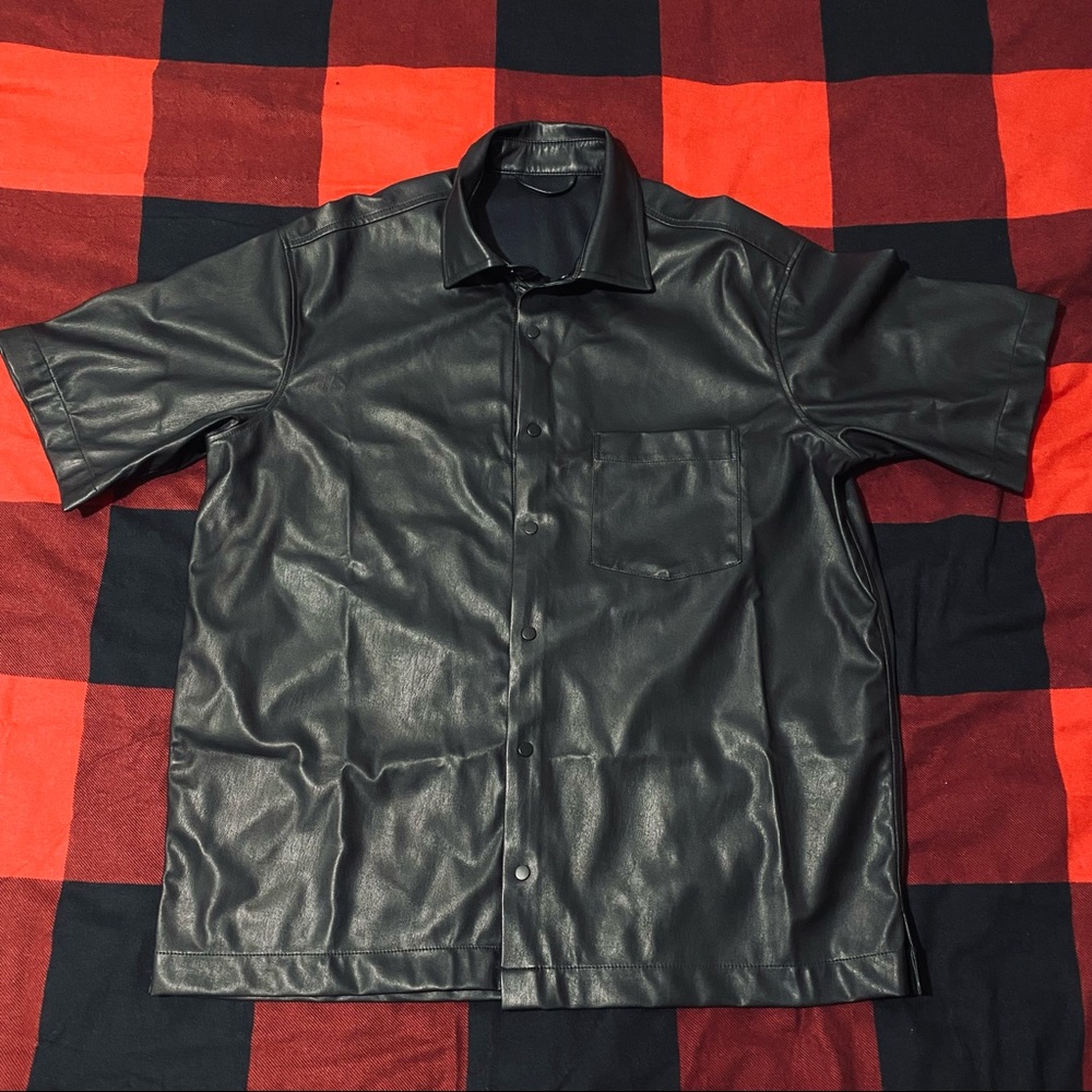 Zara Leather short-sleeved shirt